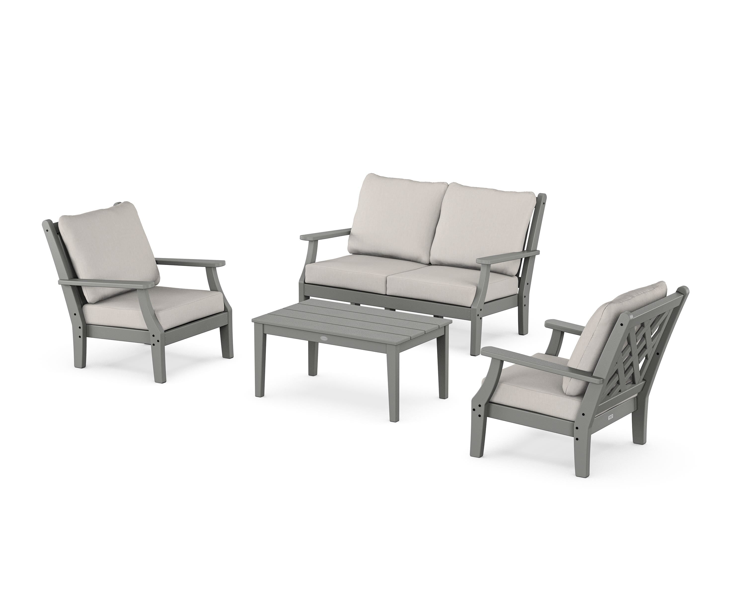 Country Living Wovendale 4-Piece Deep Seating Set with Loveseat in Slate Grey / Cast Ash