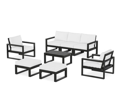 POLYWOOD® EDGE Sectional 8-Piece Lounge Sofa Set in Black / Natural