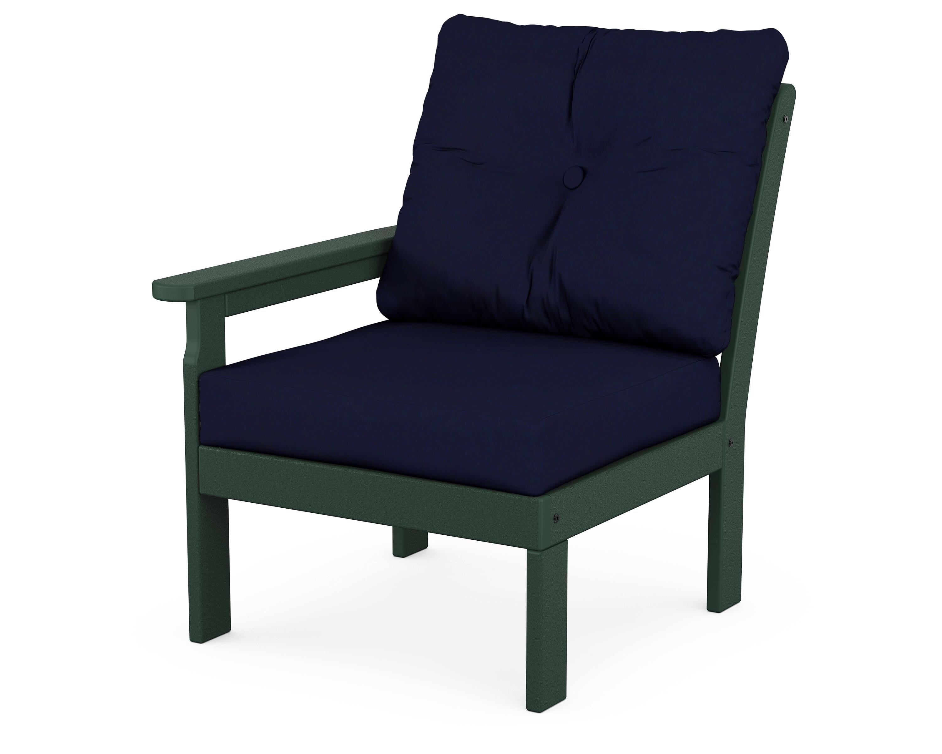 POLYWOOD® Vineyard Modular Left Arm Chair in Green / Navy