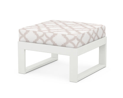 Unbranded Modular Ottoman - Modern in Vintage White / Trellis Dune Burlap