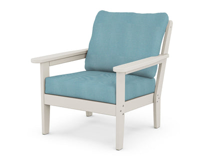 Country Living Cottage Deep Seating Chair in Sand / Lattice Sky Blue