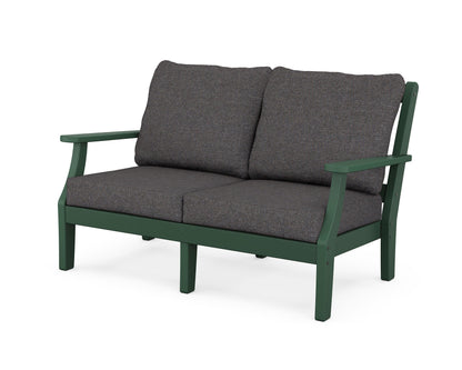 Martha Stewart by POLYWOOD® Chinoiserie Deep Seating Loveseat in Green / Ash Charcoal