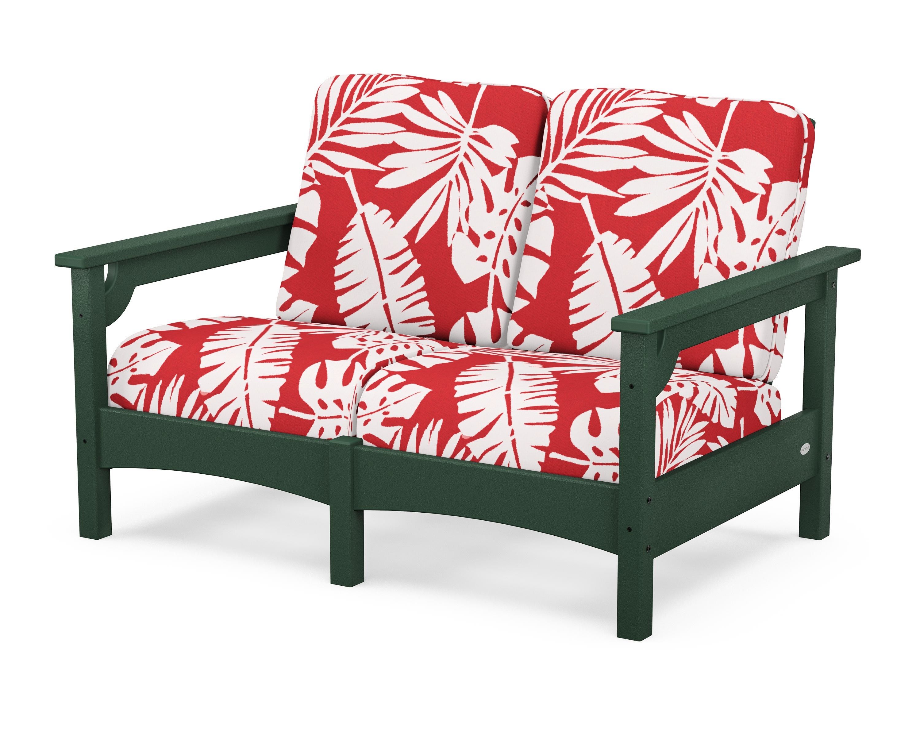 POLYWOOD® Club Loveseat in Green / Leaf Crimson