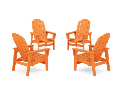 POLYWOOD® 4-Piece Vineyard Grand Upright Adirondack Chair Conversation Set in Tangerine
