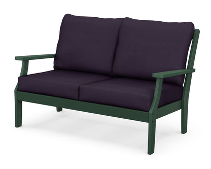 POLYWOOD® Braxton Deep Seating Loveseat in Green / Navy Linen