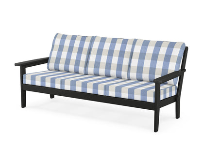 Country Living Cottage Deep Seating Sofa in Black / Buffalo Plaid Sky Blue
