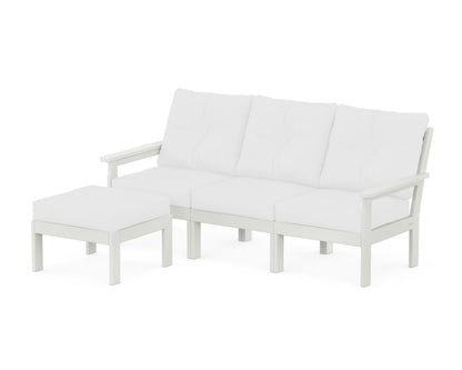POLYWOOD® Vineyard 4-Piece Sectional with Ottoman in Vintage White / Natural