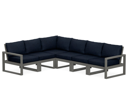 POLYWOOD® EDGE 6-Piece Modular Deep Seating Set in Slate Grey / Marine Indigo
