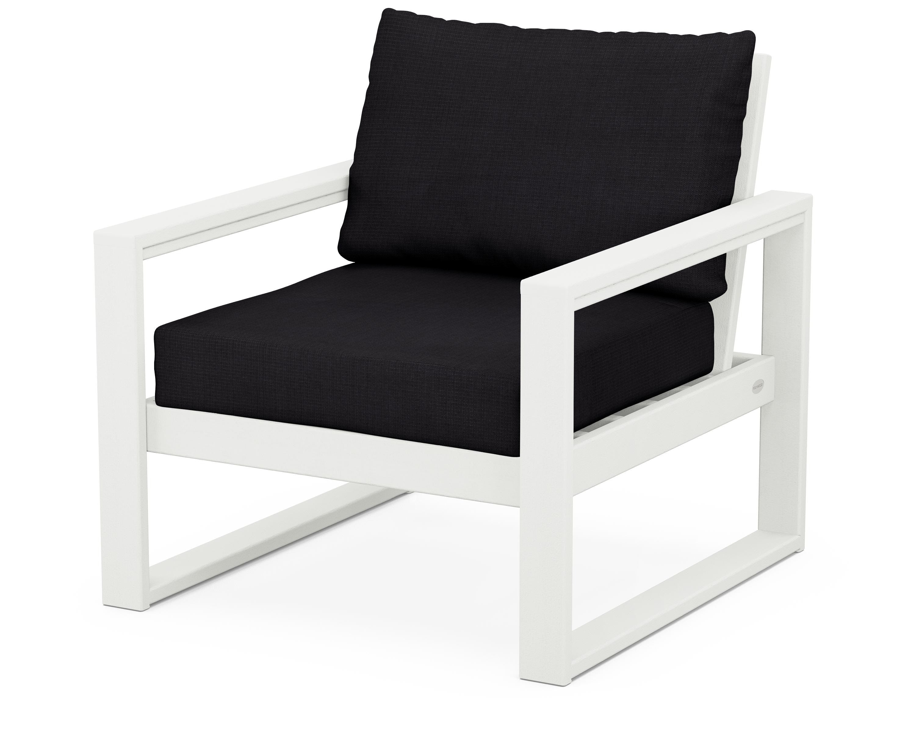 POLYWOOD® EDGE Club Chair in Vintage White / Midnight Linen