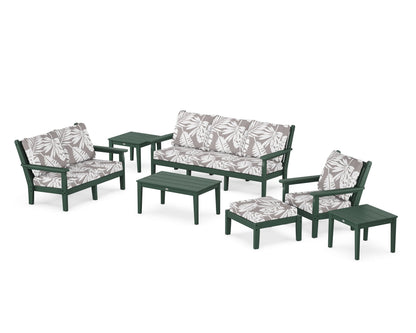 POLYWOOD® Chippendale 7-Piece Deep Seating Set in Green / Leaf Grey Mist
