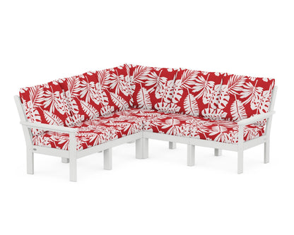 POLYWOOD® Vineyard 5-Piece Sectional in White / Leaf Crimson