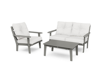 POLYWOOD® Lakeside 3-Piece Deep Seating Set in Slate Grey / Natural Linen