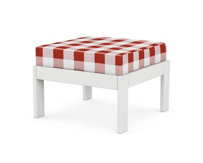 POLYWOOD® Vineyard Modular Ottoman in White / Buffalo Plaid Crimson