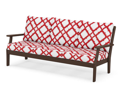 POLYWOOD® Braxton Deep Seating Sofa in Mahogany / Trellis Crimson