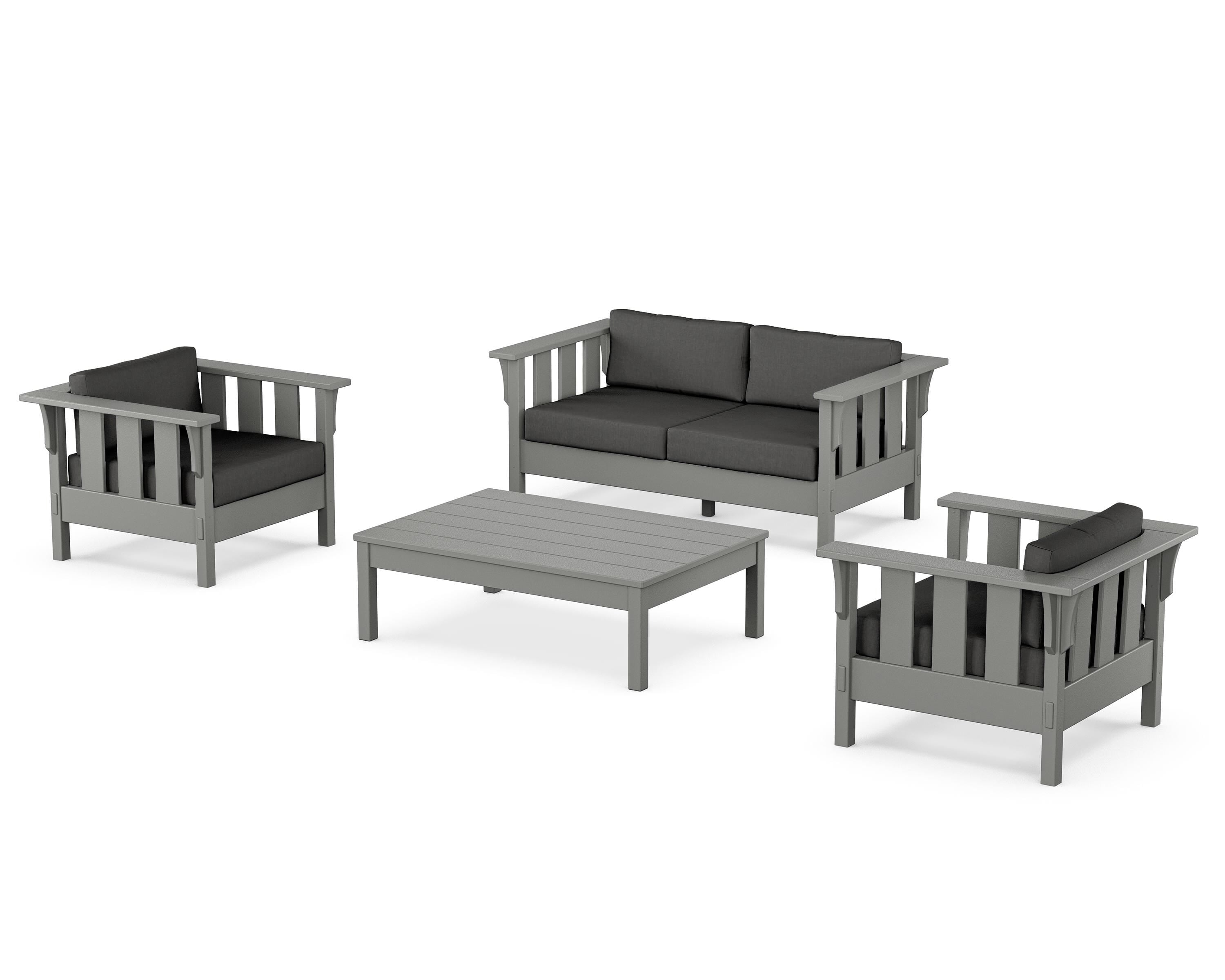 Martha Stewart by POLYWOOD® Acadia 4-Piece Deep Seating Set with Loveseat in Slate Grey / Spectrum Carbon