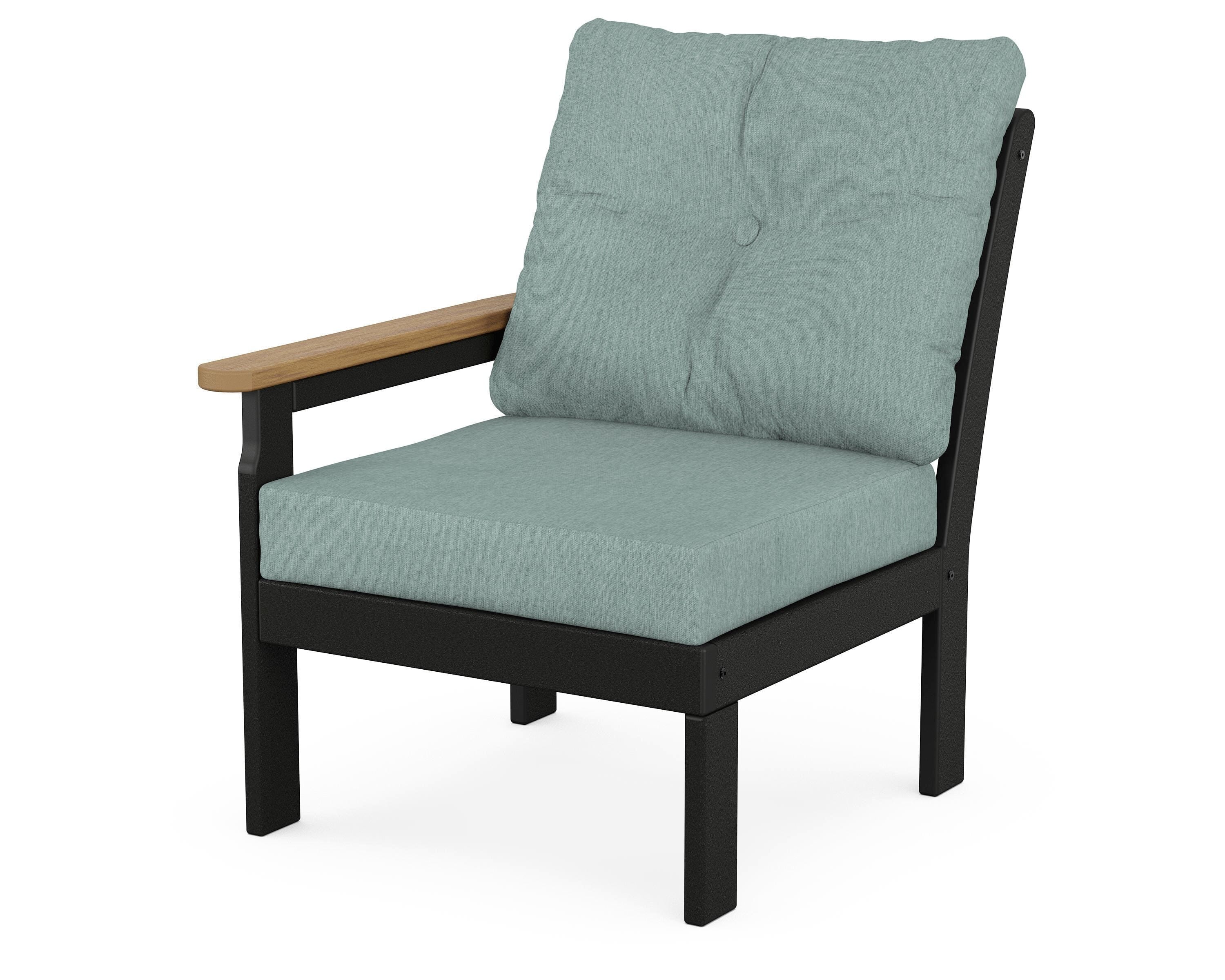 POLYWOOD® Vineyard Modular Left Arm Chair in Black / Natural / Glacier Spa
