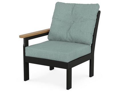 POLYWOOD® Vineyard Modular Left Arm Chair in Black / Natural / Glacier Spa