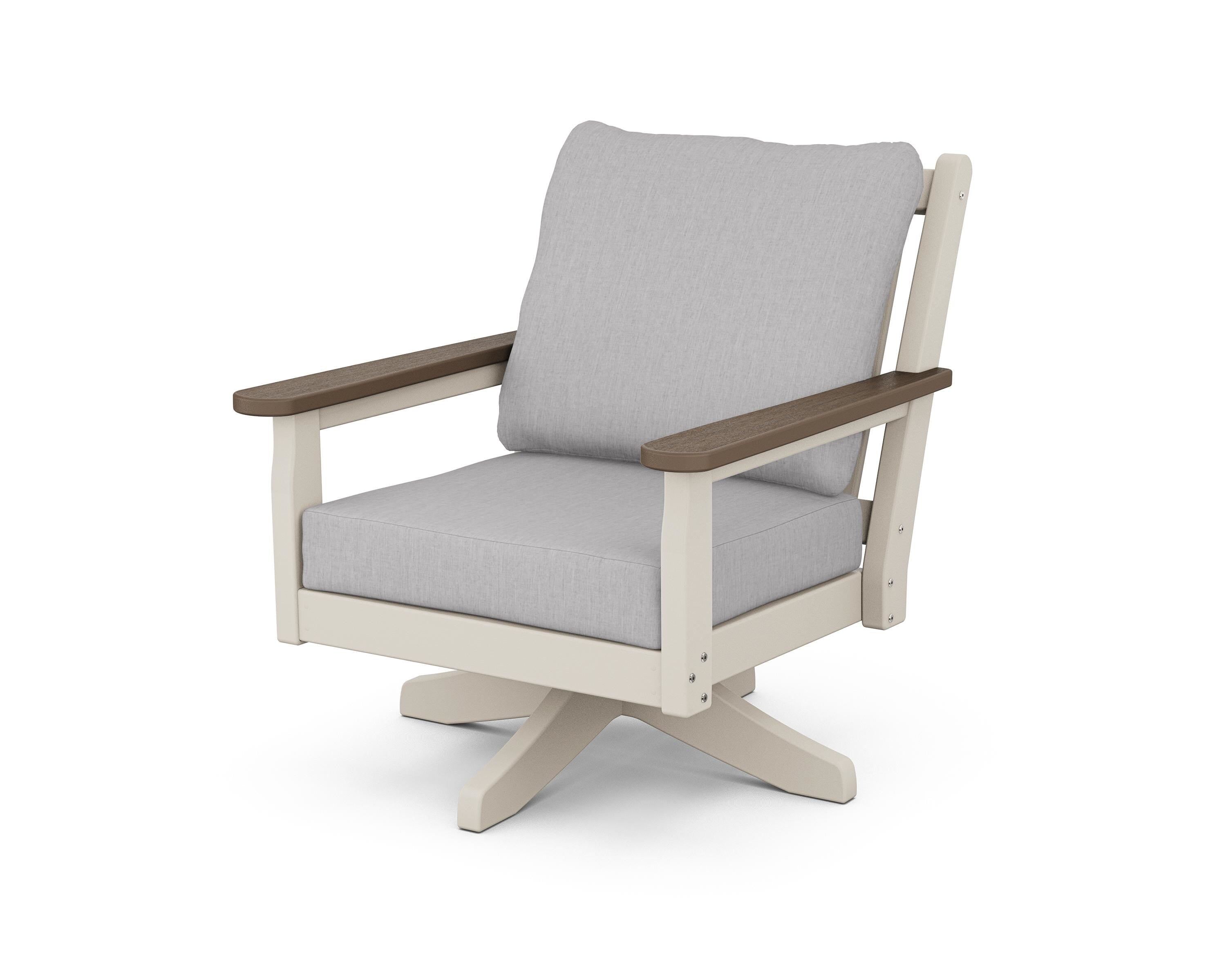 POLYWOOD® Chippendale Deep Seating Swivel Chair in Sand / Kona / Granite