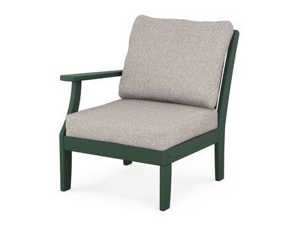 POLYWOOD® Braxton Modular Left Arm Chair in Green / Weathered Tweed