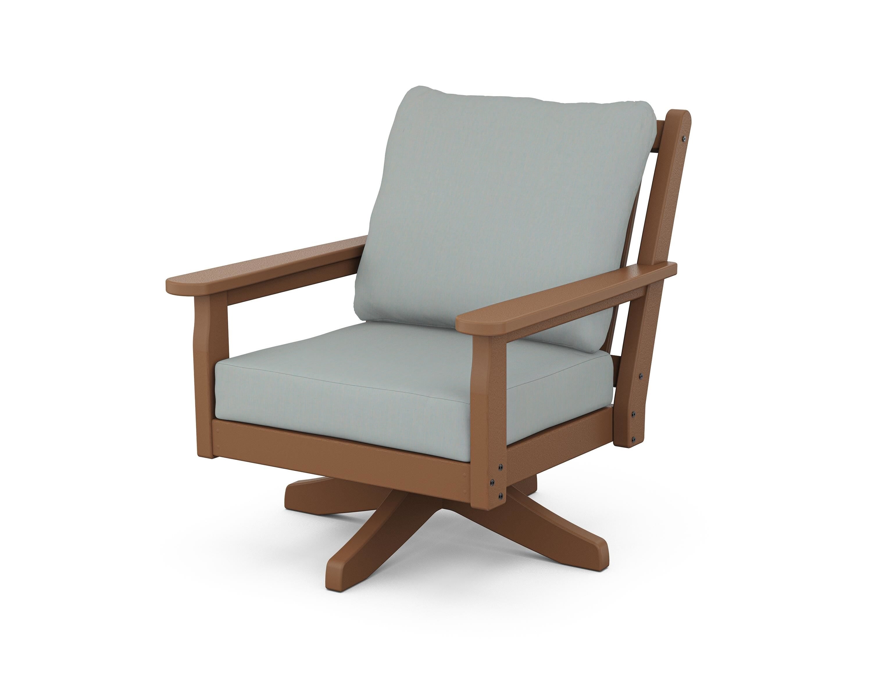 POLYWOOD® Chippendale Deep Seating Swivel Chair in Teak / Spa
