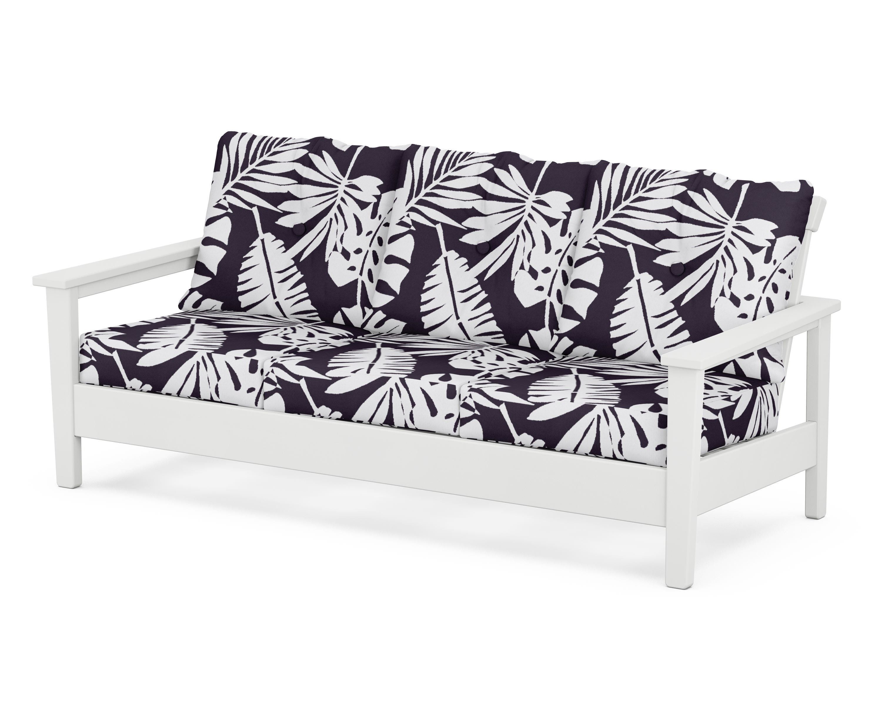 POLYWOOD® Prescott Deep Seating Sofa in White / Leaf Navy