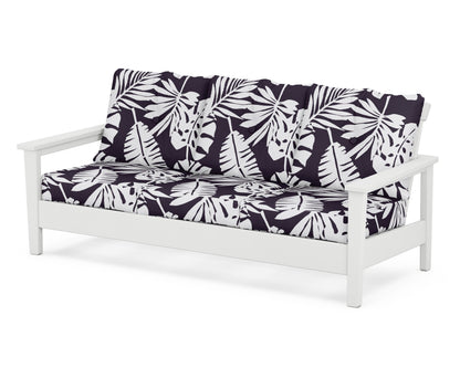 POLYWOOD® Prescott Deep Seating Sofa in White / Leaf Navy