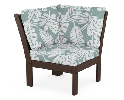 POLYWOOD® Vineyard Modular Corner Chair in Mahogany / Leaf Glacier Spa