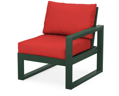 POLYWOOD® EDGE Modular Right Arm Chair in Green / Crimson Linen