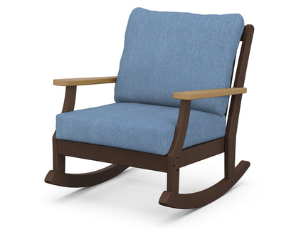 POLYWOOD® Braxton Deep Seating Rocking Chair in Mahogany / Natural / Sky Blue