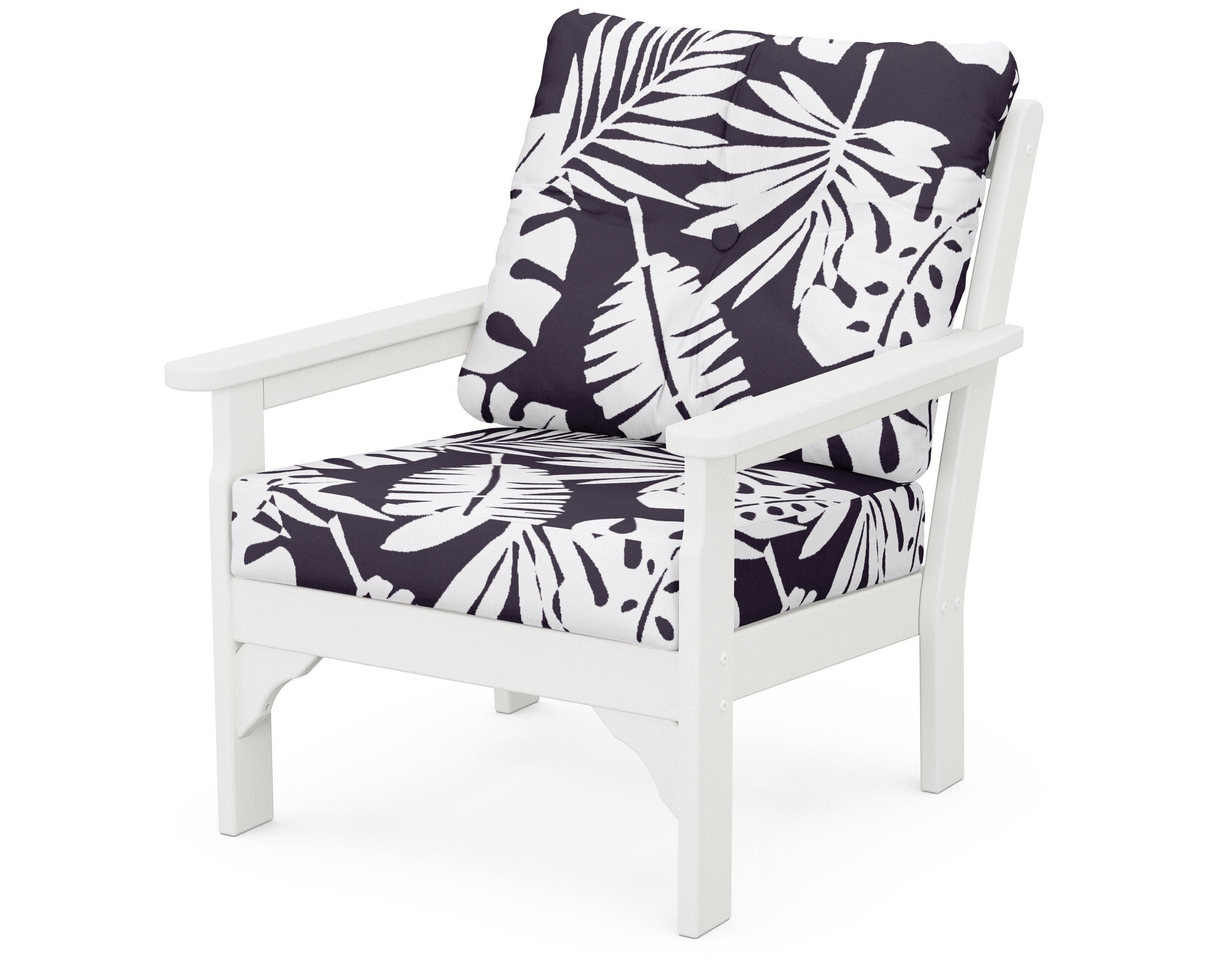 POLYWOOD® Vineyard Deep Seating Chair in Vintage White / Leaf Navy