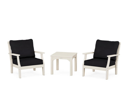 Martha Stewart by POLYWOOD® Chinoiserie 3-Piece Deep Seating Set in Sand / Midnight Linen