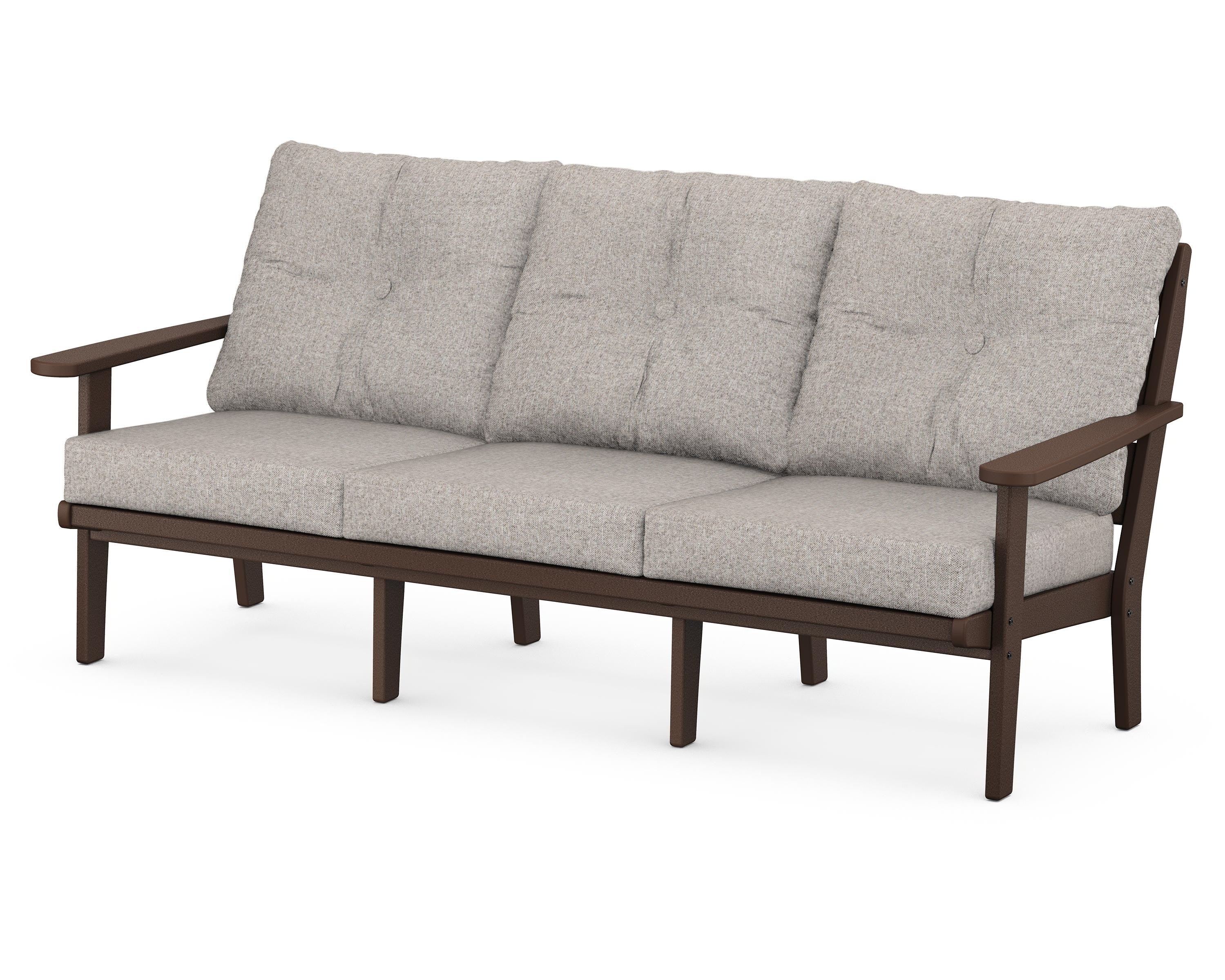 POLYWOOD® Lakeside Deep Seating Sofa in Mahogany / Weathered Tweed