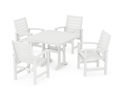 POLYWOOD® Signature 5-Piece Dining Set with Trestle Legs in White