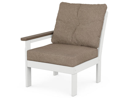 POLYWOOD® Vineyard Modular Left Arm Chair in White / Kona / Spiced Burlap