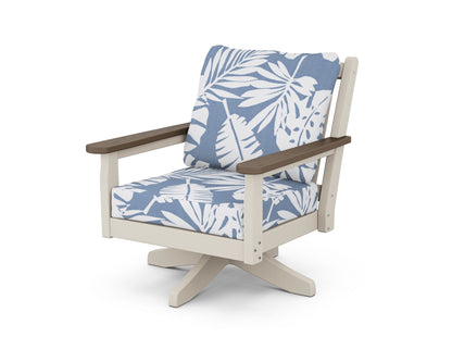 POLYWOOD® Chippendale Deep Seating Swivel Chair in Sand / Kona / Leaf Sky Blue