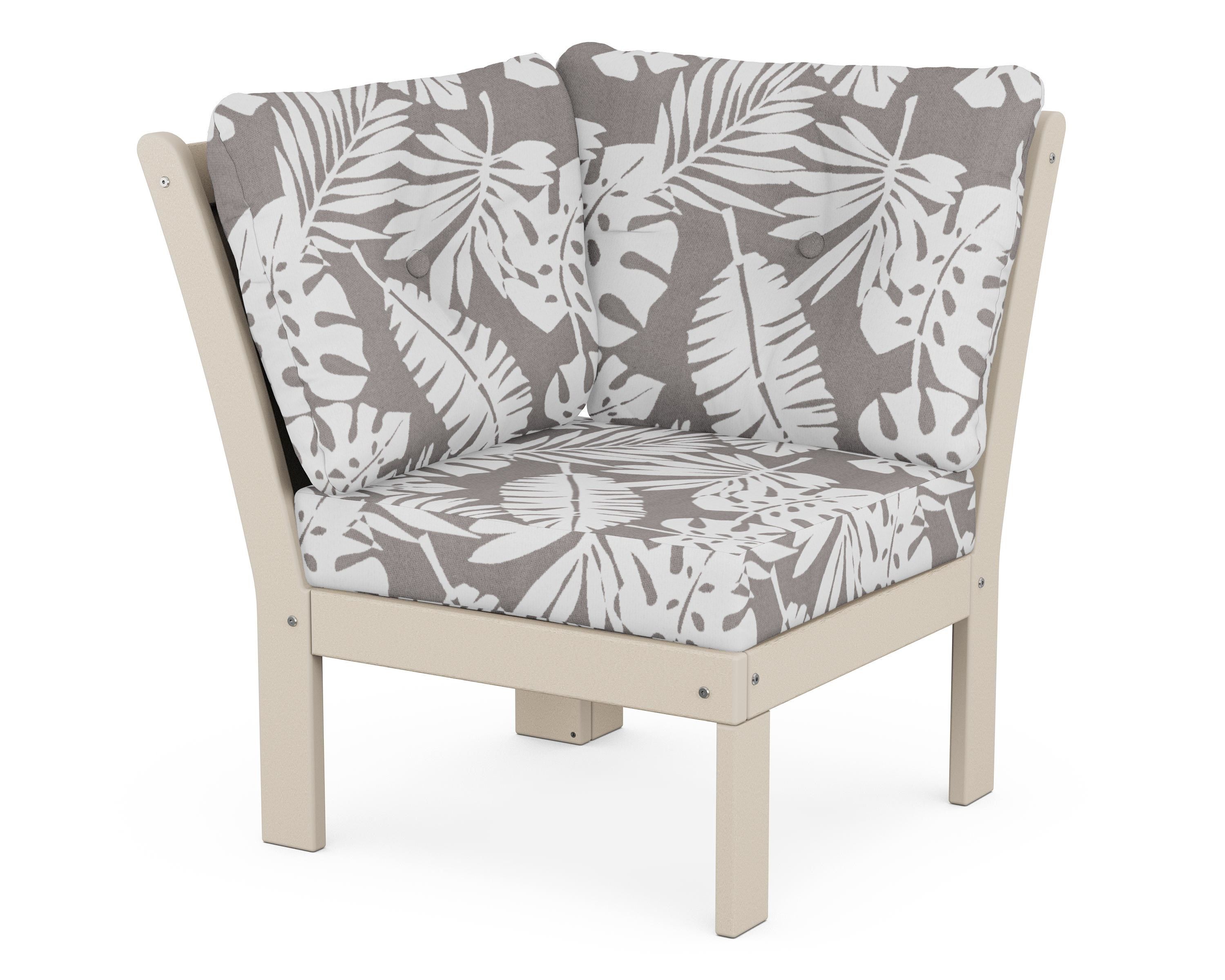 POLYWOOD® Vineyard Modular Corner Chair in Sand / Leaf Grey Mist