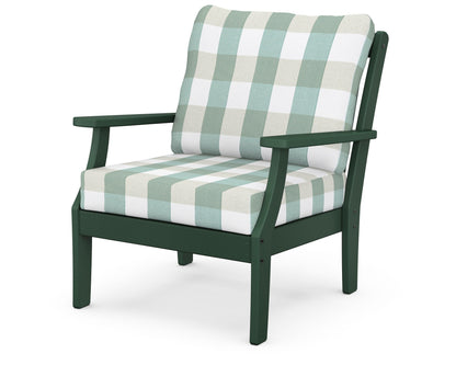 POLYWOOD® Braxton Deep Seating Chair in Green / Buffalo Plaid Glacier Spa