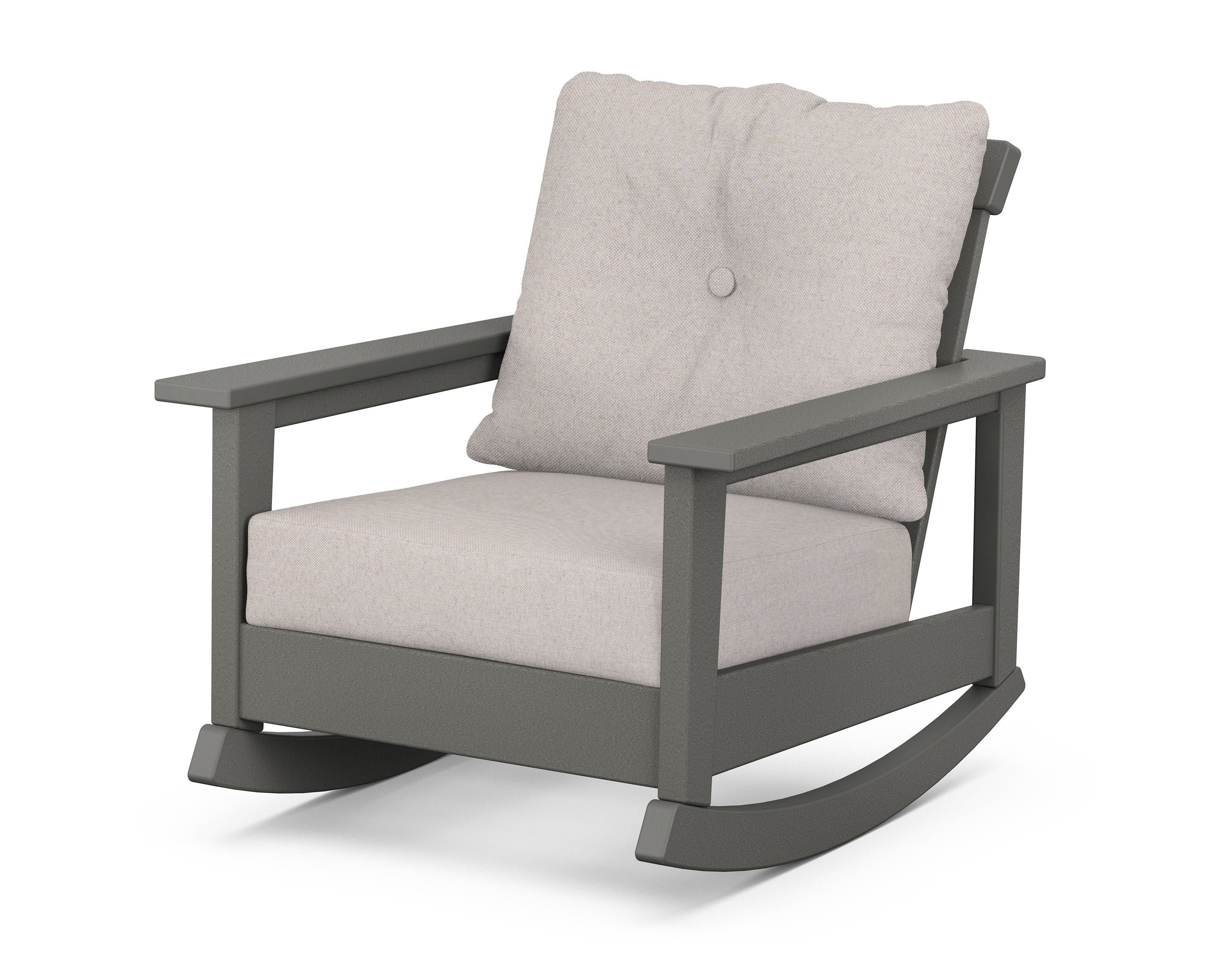 POLYWOOD® Prescott Deep Seating Rocking Chair in Slate Grey / Dune Burlap