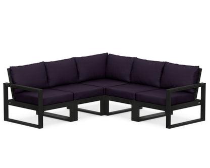 POLYWOOD® EDGE 5-Piece Modular Deep Seating Set in Black / Navy Linen