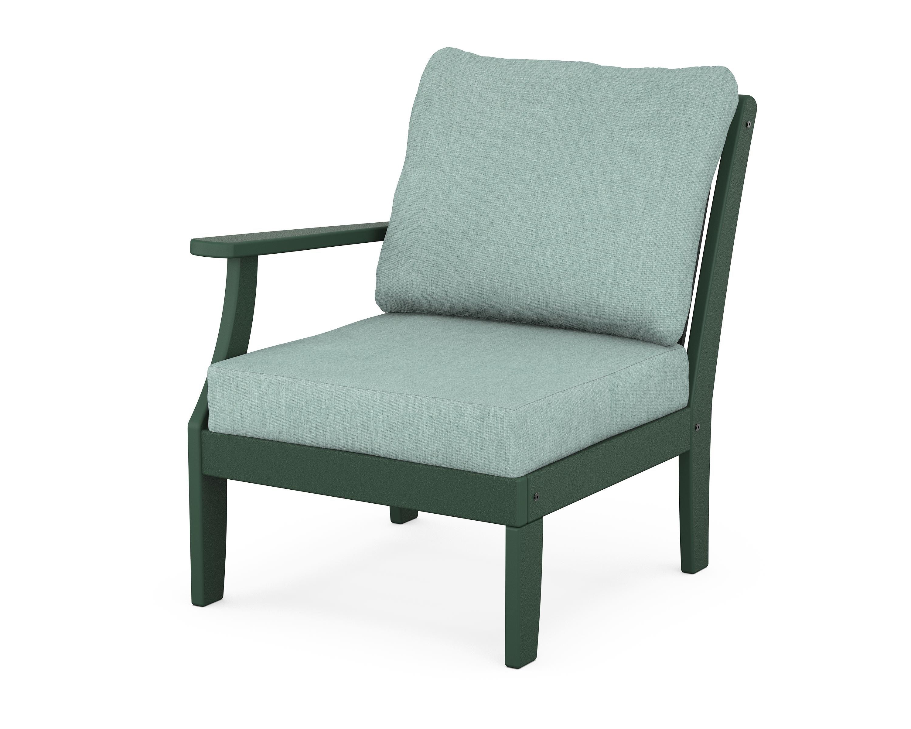 POLYWOOD® Braxton Modular Left Arm Chair in Green / Glacier Spa