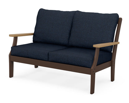 POLYWOOD® Braxton Deep Seating Loveseat in Mahogany / Natural / Marine Indigo