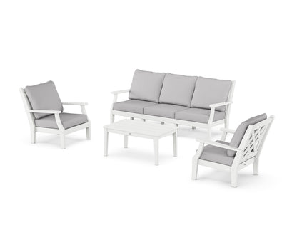 Country Living Wovendale 4-Piece Deep Seating Set with Sofa in White / Granite