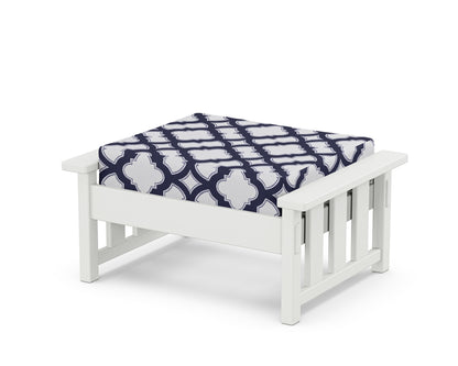 Martha Stewart by POLYWOOD® Acadia Deep Seating Ottoman in White / Trellis Navy