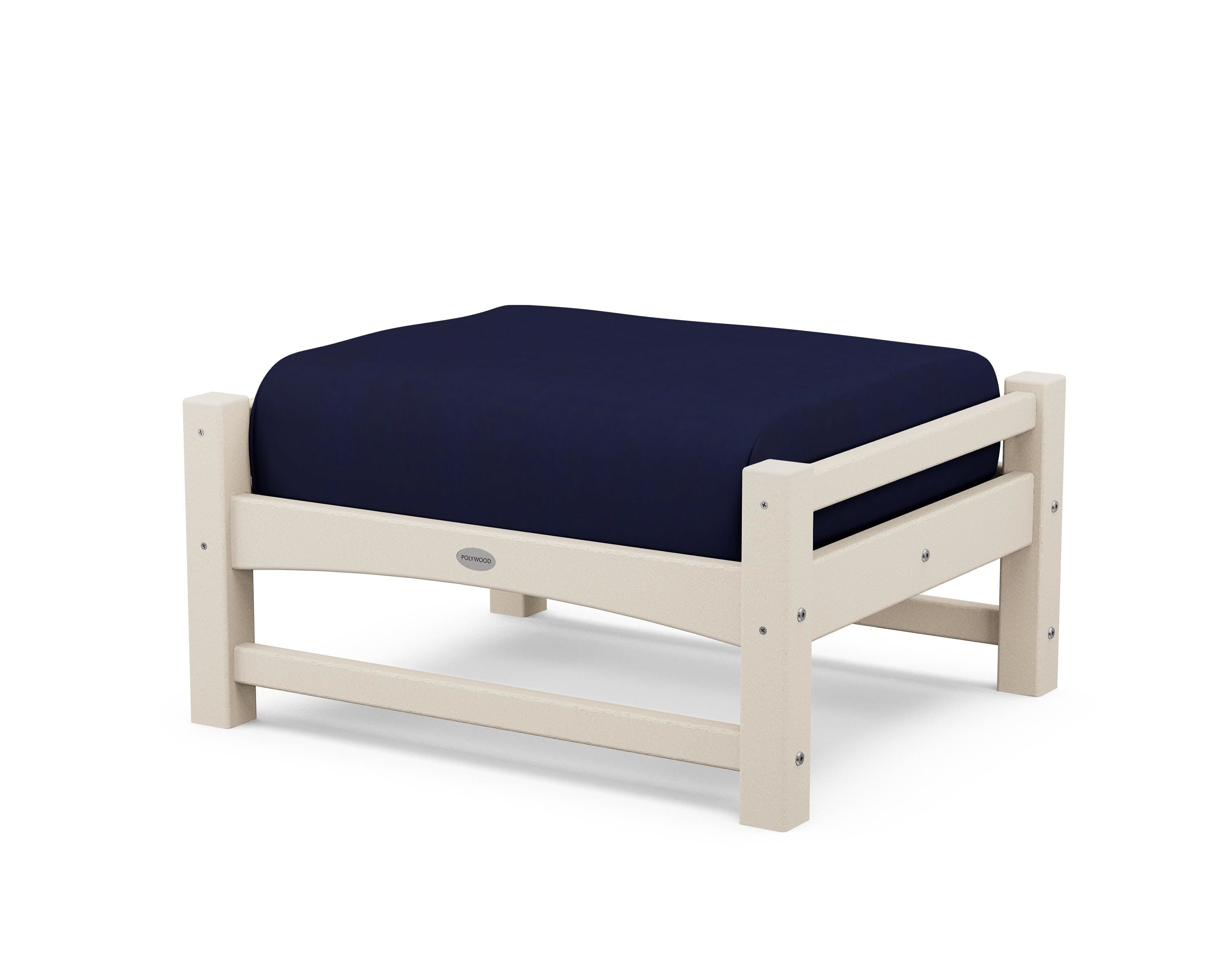 POLYWOOD® Club Ottoman in Sand / Navy