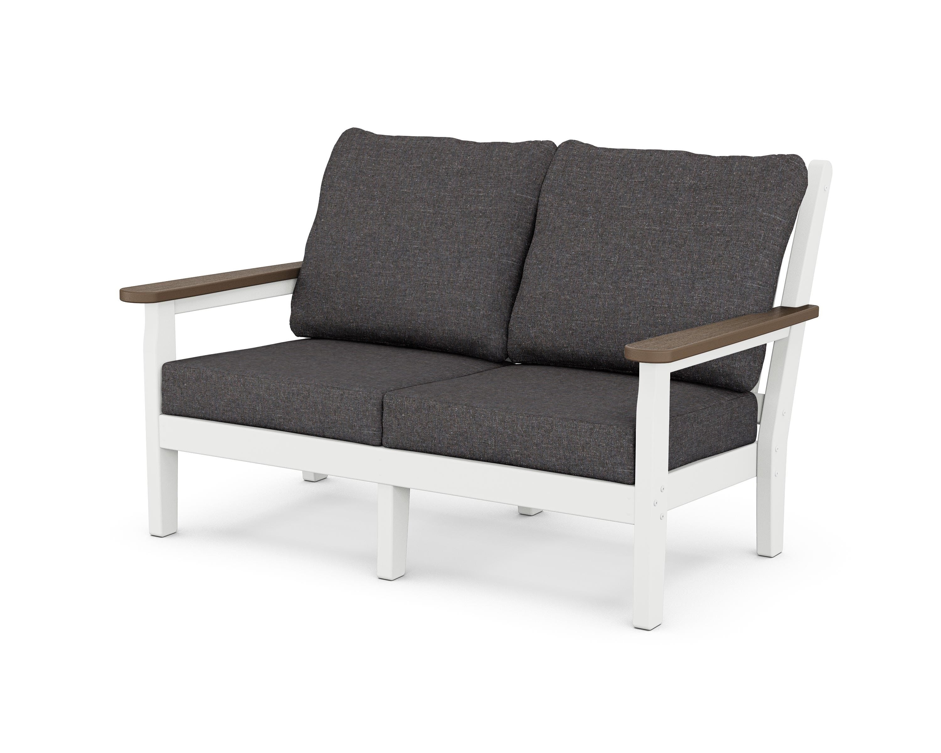POLYWOOD® Chippendale Deep Seating Loveseat in White / Kona / Ash Charcoal