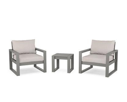 POLYWOOD® EDGE Sectional 3-Piece Deep Seating Set in Slate Grey / Dune Burlap