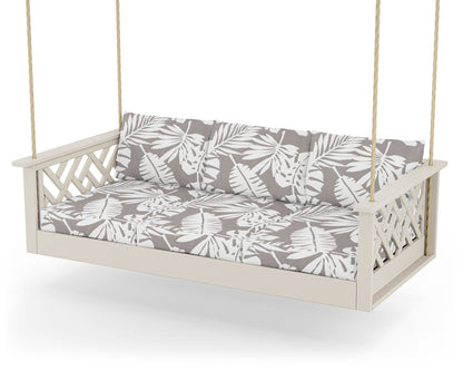 POLYWOOD® Chippendale Daybed Swing in Sand / Leaf Grey Mist