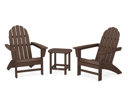 POLYWOOD® Vineyard 3-Piece Adirondack Set with South Beach 18" Side Table in Mahogany