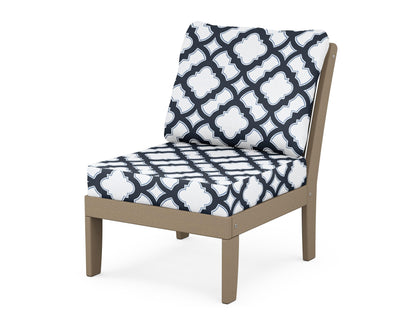 POLYWOOD® Braxton Modular Armless Chair in Vintage Sahara / Trellis Marine Indigo