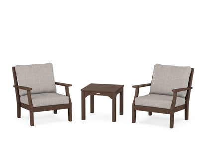 Martha Stewart by POLYWOOD® Chinoiserie 3-Piece Deep Seating Set in Mahogany / Weathered Tweed
